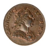 George III AE halfpenny 1770, small die flaw to obverse. EF with traces of lustre. Plate 2