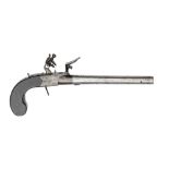 An unusually large 24 bore flintlock boxlock bootleg pistol, 12¾” overall, turn off barrel 7”, the