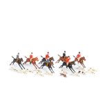 Britains Hunting Series - The Chase from Set 235. Comprising 7 mounted - 4 huntsmen, 3 with top hats