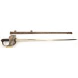 An Ed VII Indian Army 1897 pattern infantry officer’s sword, plain straight fullered blade, 32½”,