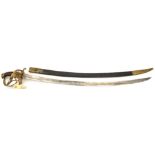 A mid 19th century Continental cavalry officer’s sword, stated to be Russian, slender curved