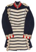 An NCO’s knee length double breasted tunic of the Prussian Schloss Guard, c 1900, scarlet facings