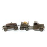 Tri-ang Minic scarce Barrage Balloon Wagon and Trailer set - balloon missing (76M). A 6-wheel Army