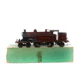 A Bassett-Lowke O gauge 3-rail electric Precursor LNWR 4-4-2 tank locomotive. In lined maroon