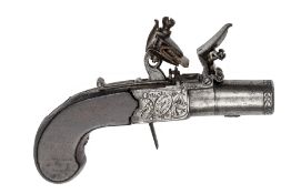 A 42 bore flintlock boxlock pocket pistol, by Parker, Holborn, London, c 1820, 5” overall, turn