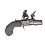 A 42 bore flintlock boxlock pocket pistol, by Parker, Holborn, London, c 1820, 5” overall, turn