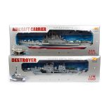 2 x Heng Tai battery powered radio controlled model ships. 1/275 scale plastic models, both well