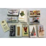 10 sets of cigarette cards including: Players Military Headdress, Godfrey Phillips Ships and Their
