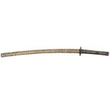 A Japanese sword Chisa Katana, unsigned blade 23½” in same saya, nambam tsuba, soft metal mounts,