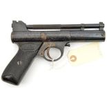 A post war pre 1958 .22” Webley Mark I air pistol, batch number 920. GWO & C (patches of mostly