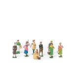 12 Britains female figures. Milk Maid, 3x Land Army Girls, Land Girl, young lady carrying hand