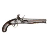 A .75” modified 1796 heavy dragoon type flintlock holster pistol, 15” overall, barrel 9¼” with