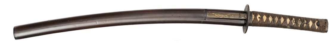 A Japanese sword Wakizashi blade 20½”, signed Echizen Zu Shimosaka c 1650, iron fuchi kashira, and