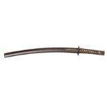 A Japanese sword Wakizashi blade 20½”, signed Echizen Zu Shimosaka c 1650, iron fuchi kashira, and