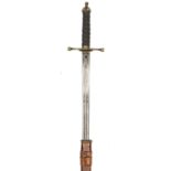 A good WWI period Highland officer’s presentation broadsword, double edged, double fullered blade