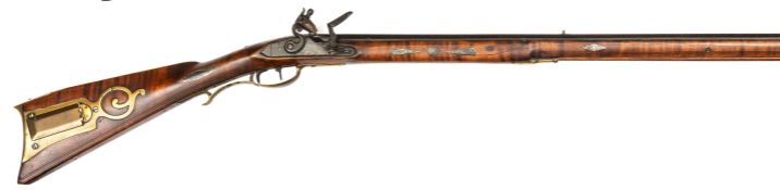 An early 19th century American .36” Kentucky flintlock rifle of the “Bedford School”, 63½”