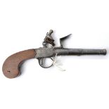 A 48 bore cannon barrelled flintlock boxlock pocket pistol by Barbar, London c 1770, 9¼” overall,