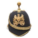 A post 1902 officer’s blue cloth ball topped helmet of The R Army Medical Corps, gilt HP, top mount,