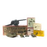 5 Britains Military items. 4.7" Naval Gun (mounted for field operations) (1264). Airforce