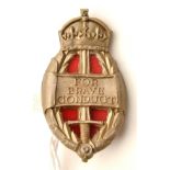 King’s Commendation For Brave Conduct, plastic badge (RD 839943 Pat App For to reverse). VGC