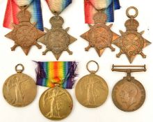 Single WWI medals: 1914 star (9759 Pte J Thompson R Ir Rif); ditto with clasp (erased); 1914-15