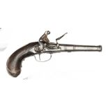 An early 18th century silver mounted 22 bore cannon barrelled flintlock boxlock side action