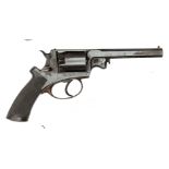 A 5 shot 54 bore Beaumont Adams double action percussion revolver, 11” overall, barrel 6” with