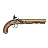 A scarce 16 bore brass barrelled flintlock mail coach pistol by Harding, 14½” overall, barrel 9”