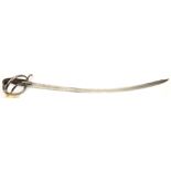 A mid 19th century cavalry officer’s sword, stated to be Russian, slender curved fullered blade 32½”