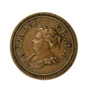 Queen Anne AE farthing 1714. VF/NVF, a rare piece. Plate 2
