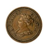 Queen Anne AE farthing 1714. VF/NVF, a rare piece. Plate 2