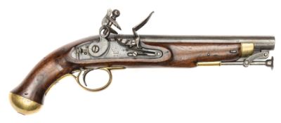 A .65” William IV Light Dragoon flintlock pistol, 15” overall, barrel 9” with Enfield ordnance