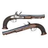 A fine pair of early 19th century French officer’s 30 bore flintlock holster pistols, by Nicolas