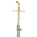 A Victorian officer’s mameluke hilted sword of the 10th Royal Hussars, curved fullered blade 32”,