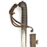An 1821 pattern cavalry officer’s sword, slightly curved, pipe backed blade 32” etched on both sides