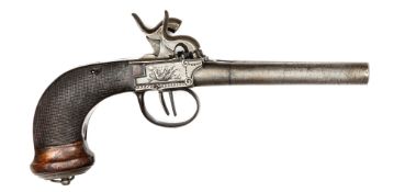 A continental (French ?) double barrelled side by side 42 bore percussion boxlock pistol,