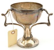 An Arts & Crafts style silver presentation 3 handled goblet, engraved “Inter Platoon Weapon Training
