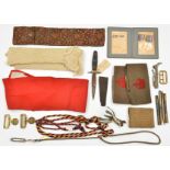 2 WWI “Derby Scheme” khaki armbands; a German silver circular tray, 10½” diam, crudely stamped “