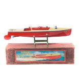 A clockwork tinplate Hornby Speed Boat No.3 'CONDOR'. A fine example in bright red and cream with