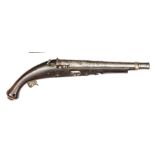 A rare 18th century Indian 18 bore matchlock pistol, 17” overall, heavy tapered 2 stage barrel 11”