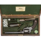 A cased 5 shot 38 bore Adams model 1851 “Dragoon” self cocking percussion revolver,13½” overall,