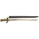 A French M1842 sword bayonet, marked “M Imple de Chatt. Juin 1864= J.B. Mle 1842” on backstrap,