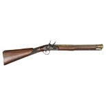 A brass barrelled flintlock naval blunderbuss by Wilkinson of Bristol, c 1810, 32½” overall, 3 stage