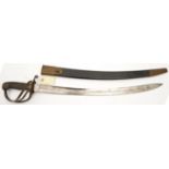 A good constabulary type sidearm, curved, fullered, SE blade 24”, brass hilt with knucklebow and 2