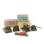 6 Britains Military items. A Miniature Balloon Barrage Gas Cylinder Lorry (1879). lorry and