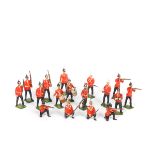 82 Britains British Line Infantry. Queens Royal West Surrey firing - 10 standing, 4 kneeling,