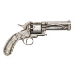 A rare French made 10 shot 2 barrelled Le Mat single action percussion revolver, having a cylinder