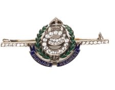 A most attractive 18ct sweetheart brooch of the 15th Punjab Regiment. Based on the regimental cap