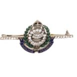 A most attractive 18ct sweetheart brooch of the 15th Punjab Regiment. Based on the regimental cap