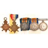 Single WWI medals (5): 1914-15 stars (1333 Pte A  H H Hardy Herts R; G 7234 Pte B Sagemar, R Suss.R)